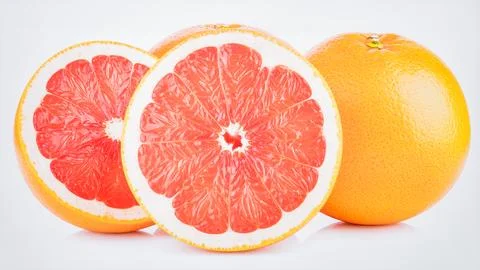 Fresh Grapefruit Isolated on White Background, Juicy Pink Citrus Fruit Rich.. Stock Photos