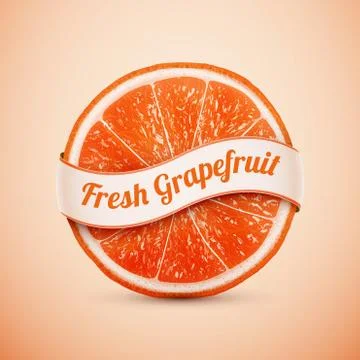 Fresh grapefruit with ribbon Illustrazione stock