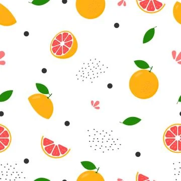 Fresh grapefruit seamless background Stock Illustration