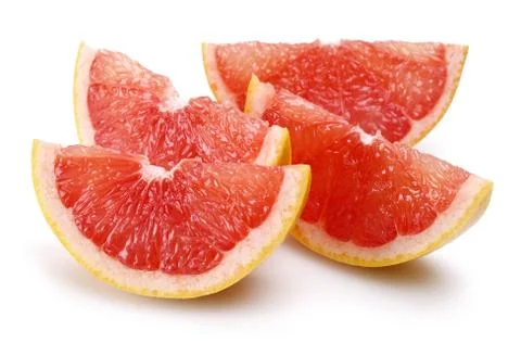 Fresh grapefruit slices on white background Stock Photos
