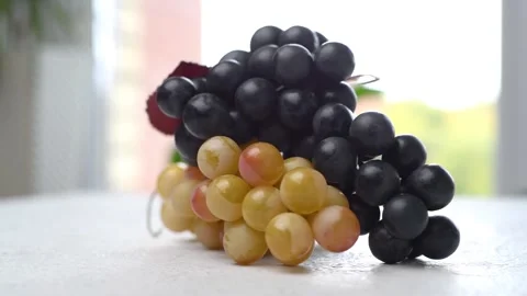 Fresh grapes are spinning on the table. The camera moves around. Parallax effect Stock Footage 161296021