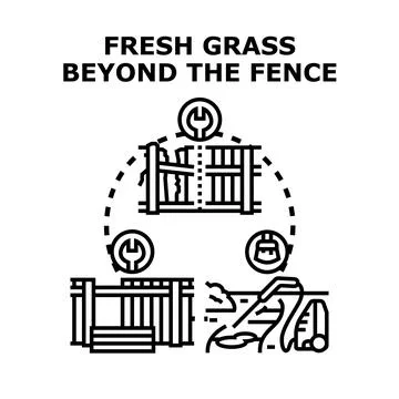 Fresh grass beyond the fence concept illustration Stock Illustration