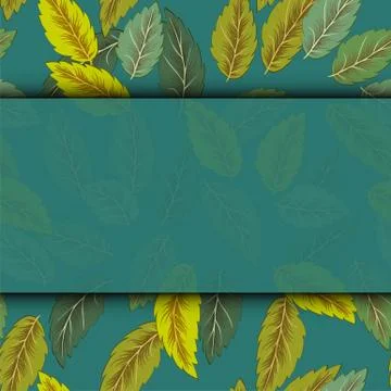 Fresh grass leaves frame template with curling blank sheet paper design vecto Stock Illustration