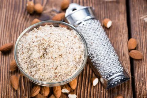 Fresh grated almonds Stock Photos