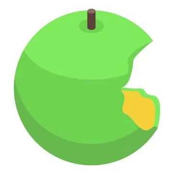 Fresh green apple with bite mark Stock Illustration
