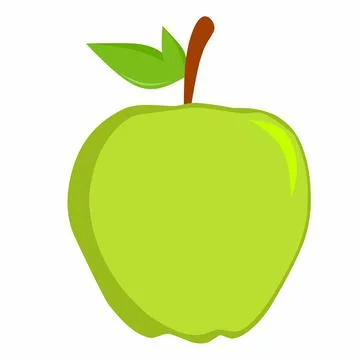 Fresh Green Apple Vector Illustration with Leaves, Granny Smith Fruit Minimalist Illustrazione stock