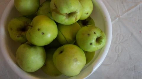 Fresh green apples background Stock Photos