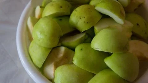 Fresh green apples background Stock Photos