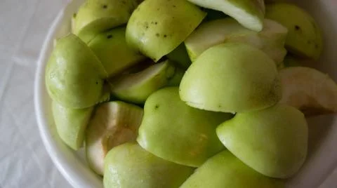 Fresh green apples background Stock Photos