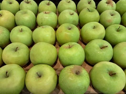 Fresh green apples background texture Stock Photos