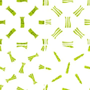 Fresh green asparagus seamless pattern on white background Illustrazione stock