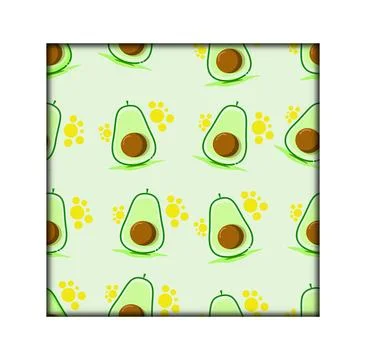 Fresh Green Avocado Seamless Pattern Stock Illustration