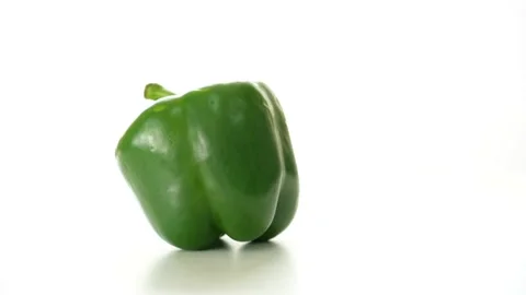 Fresh Green Bell Pepper Rotating Stock Footage 236457439