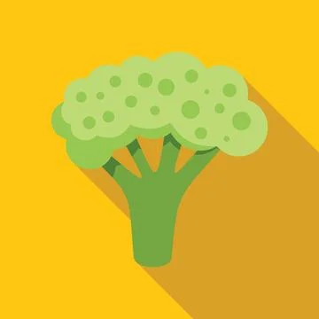 Fresh green broccoli florets growing healthy food icon Stock Illustration