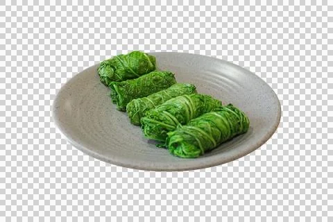 Fresh Green Cabbage Rolls on Rustic Plate Fotos de archivo
