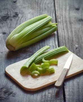 Fresh green celery stems Stock Photos