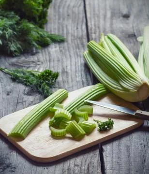 Fresh green celery stems Stock Photos
