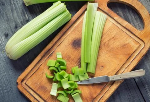 Fresh green celery stems Stock Photos