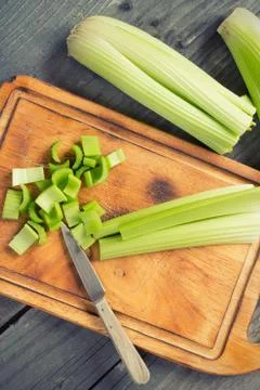 Fresh green celery stems Stock Photos