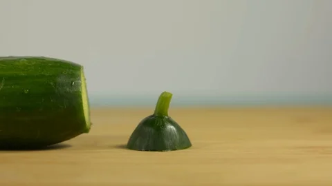 Fresh green cucumber on the kitchen table. Stock-Footage 128917731