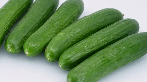 Fresh Green Cucumbers Stock Footage 169736723