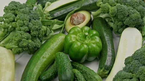 Fresh green different vegetables. vegetables background Stock Footage 157381541