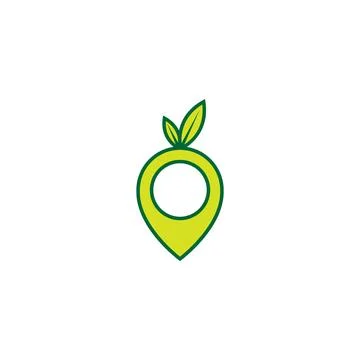 Fresh green fruit with pin map location logo symbol icon vector graphic des.. Stock Illustration