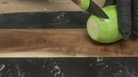 Fresh Green Gourd on a Rustic Cutting Board Stock Image highlighting appetizing Stockbeeldmateriaal 280112929