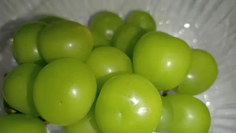 Fresh Green Grapes Bunch Isolated on White Background, Close Up Stock Footage 344424698