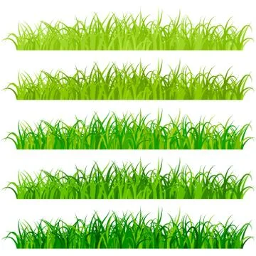 Fresh green grass borders set Stock Illustration