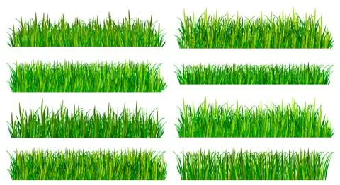 Fresh green grass borders set Stock Illustration