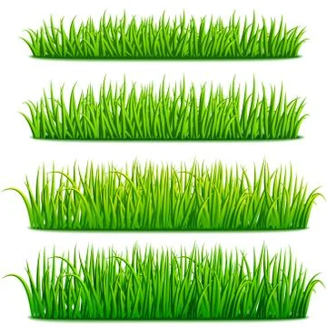 Fresh green grass borders set Stock Illustration