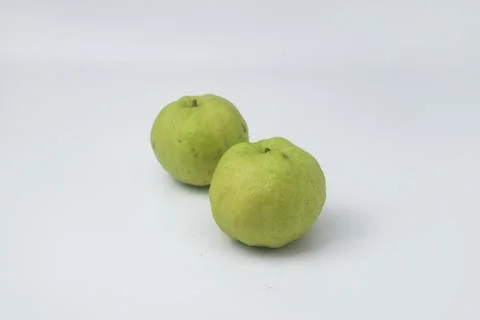 Fresh green guava is on an isolate white background Stock Photos