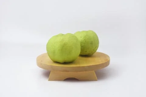 Fresh green guava is on an isolate white background Stock Photos