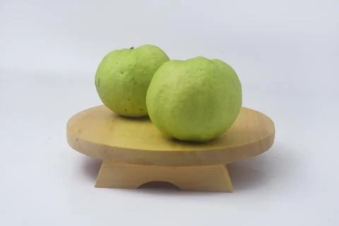 Fresh green guava is on an isolate white background Stock Photos
