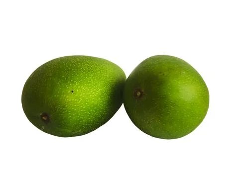 Fresh green honey mango isolate on white background Stock Photos
