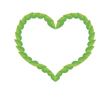 Fresh Green Leaves in Beautiful Heart Shape Stock Illustration