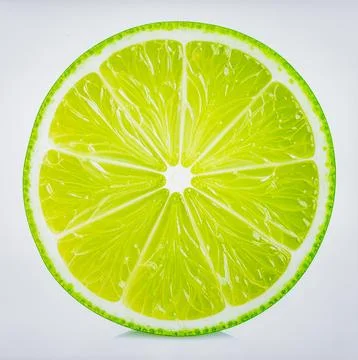 Fresh Green Lime Fruit Slice Isolated on White Background Representing Biot.. Stock Photos