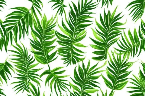 Fresh green palm leaf pattern background Stock Illustration
