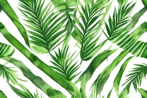 Fresh green palm leaf pattern background Stock Illustration