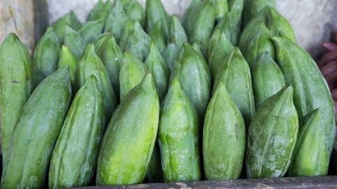 Fresh green papaya close up while zoom moving in fruit concept Stock Footage 119372460