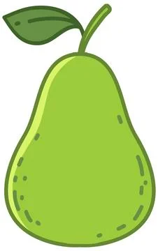 Fresh Green Pear Fruit Vector Doodle Illustration on White Background Stock Illustration