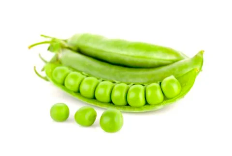 Fresh green peas isolated on a white background Stock Photos