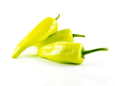 Fresh green peppers isolated on white background Stock-Fotos