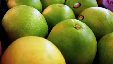 Fresh green Pomelo fruit in box in supermarket 動画素材 220038778