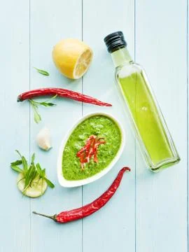 Fresh green sauce Stock Photos