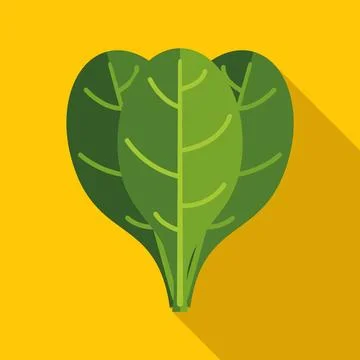 Fresh green spinach leaves flat design icon Stock Illustration