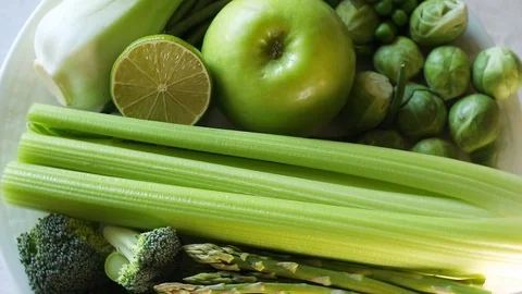 Fresh green vegetables Stock Footage 102297956