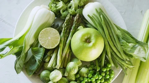 Fresh green vegetables Stock Footage 102297971