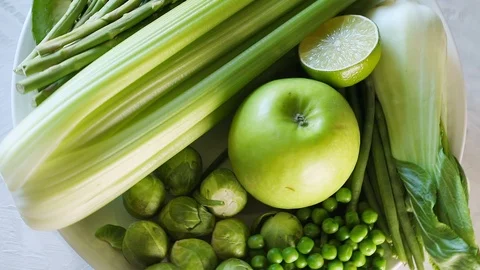 Fresh green vegetables Stock Footage 102297972